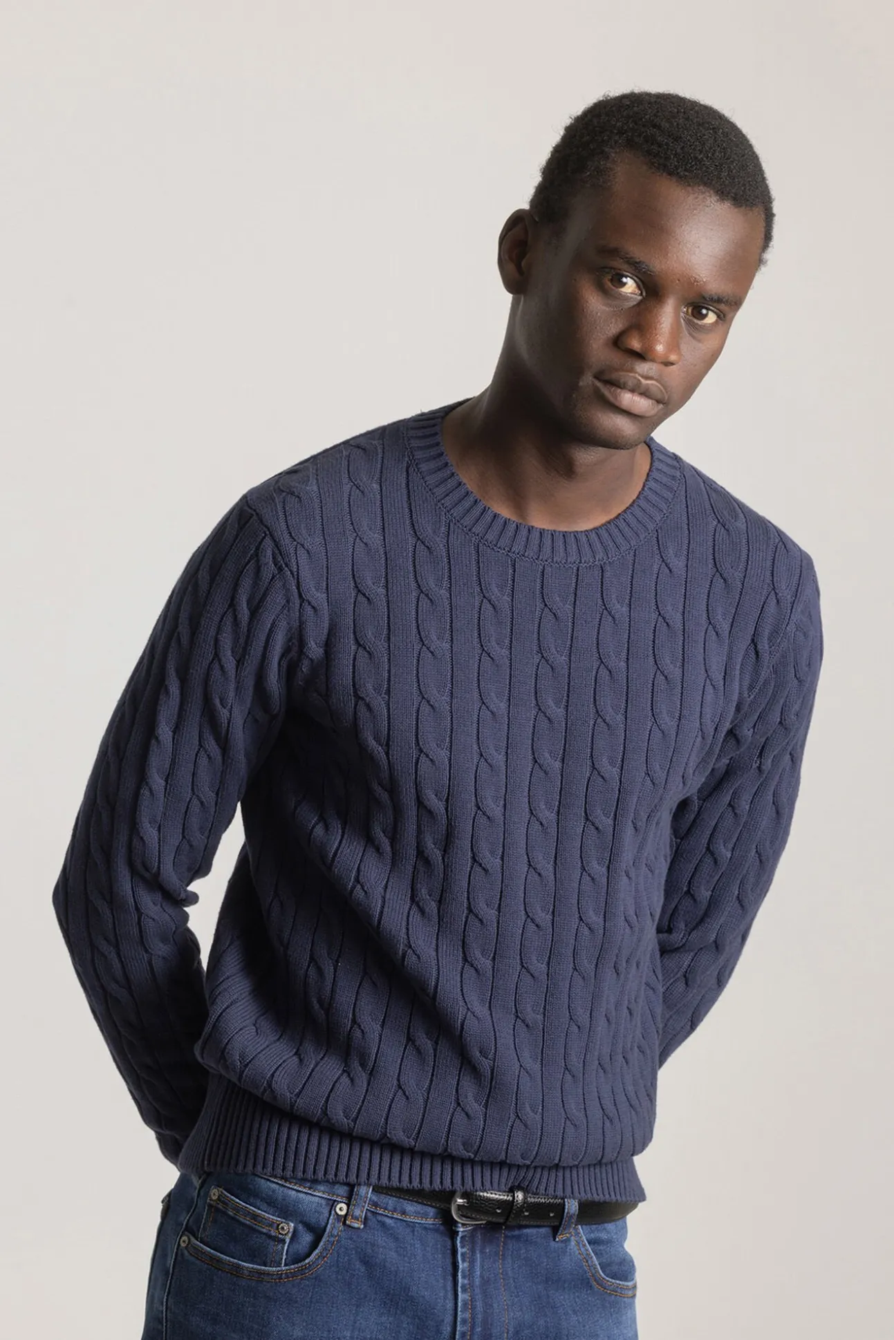 Jersey cable knit algodón