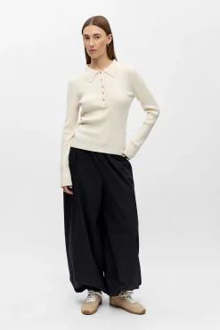 Jersey canalé cuello polo