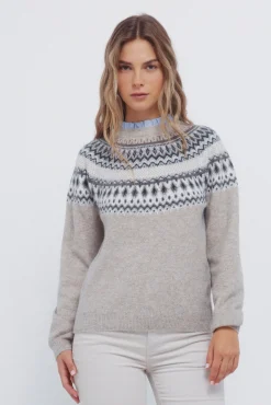 Jersey cenefa jacquard cuello combinado