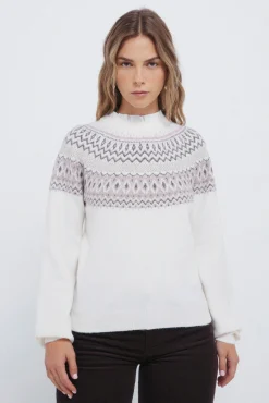 Jersey cenefa jacquard cuello combinado