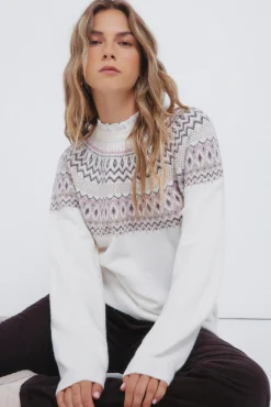 Jersey cenefa jacquard cuello combinado