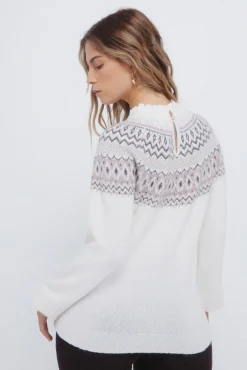 Jersey cenefa jacquard cuello combinado