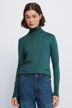 Jersey cuello alto botones puños