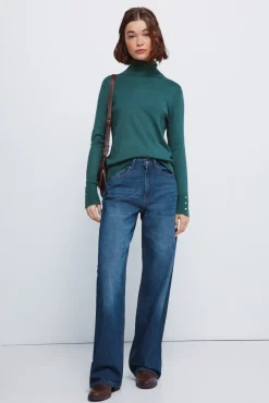 Jersey cuello alto botones puños