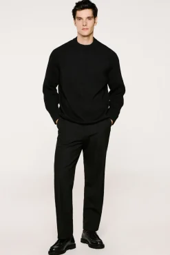 Jersey cuello mock 100% algodón orgánico.