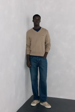 Jersey cuello pico lana merino y cashmere