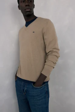 Jersey cuello pico lana merino y cashmere