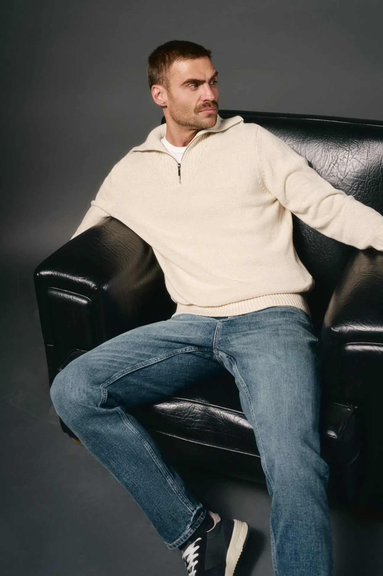 Jersey cuello polo cremallera algodón