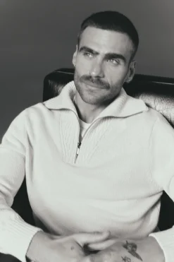 Jersey cuello polo cremallera algodón