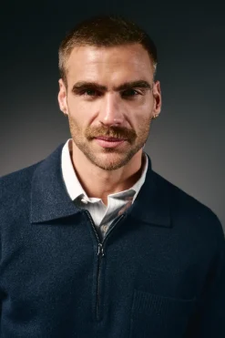 Jersey cuello polo cremallera y bolsillo