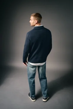 Jersey cuello polo cremallera y bolsillo