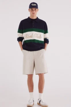 Jersey cuello polo texto bordado