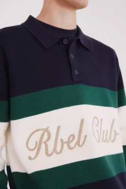 Jersey cuello polo texto bordado