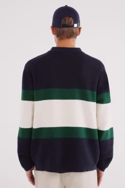 Jersey cuello polo texto bordado