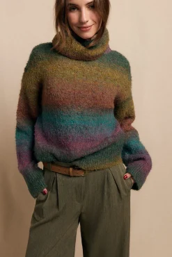 Jersey cuello vuelto multicolor