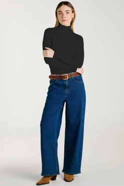 Jersey de cuello alto con viscosa