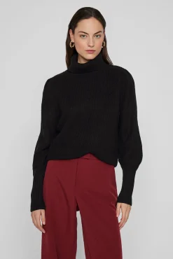 Jersey de cuello vuelto con canalé