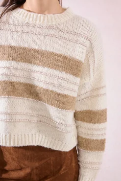 Jersey de mujer de manga larga estampado rayas