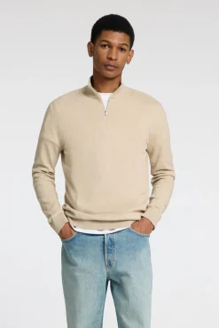 Jersey de punto con media cremallera 100% algodón