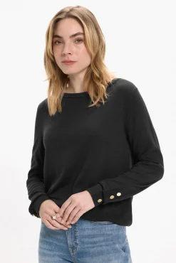 Jersey de viscosa con botones en los puños