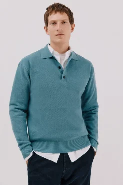 Jersey estructura lana cuello polo botones