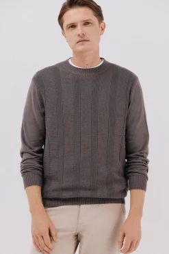 Jersey fino algodón trenzado cuello caja