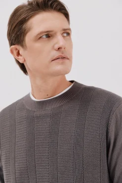 Jersey fino algodón trenzado cuello caja