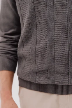 Jersey fino algodón trenzado cuello caja