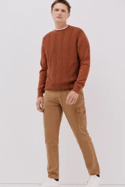 Jersey fino algodón trenzado cuello caja