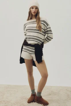 Jersey jacquard cenefas marrón