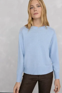 Jersey lana cuello caja costura central