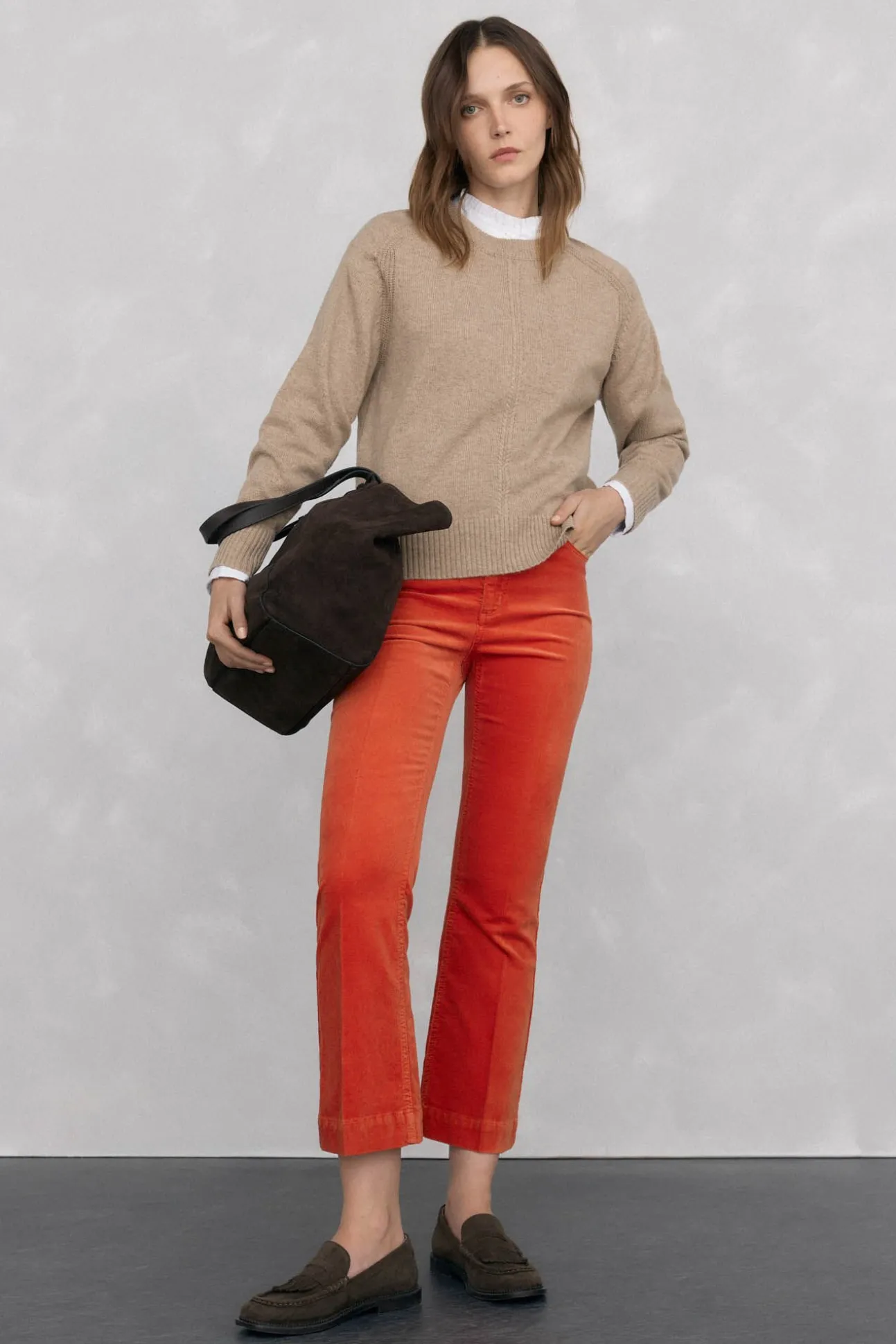 Jersey lana cuello caja costura central