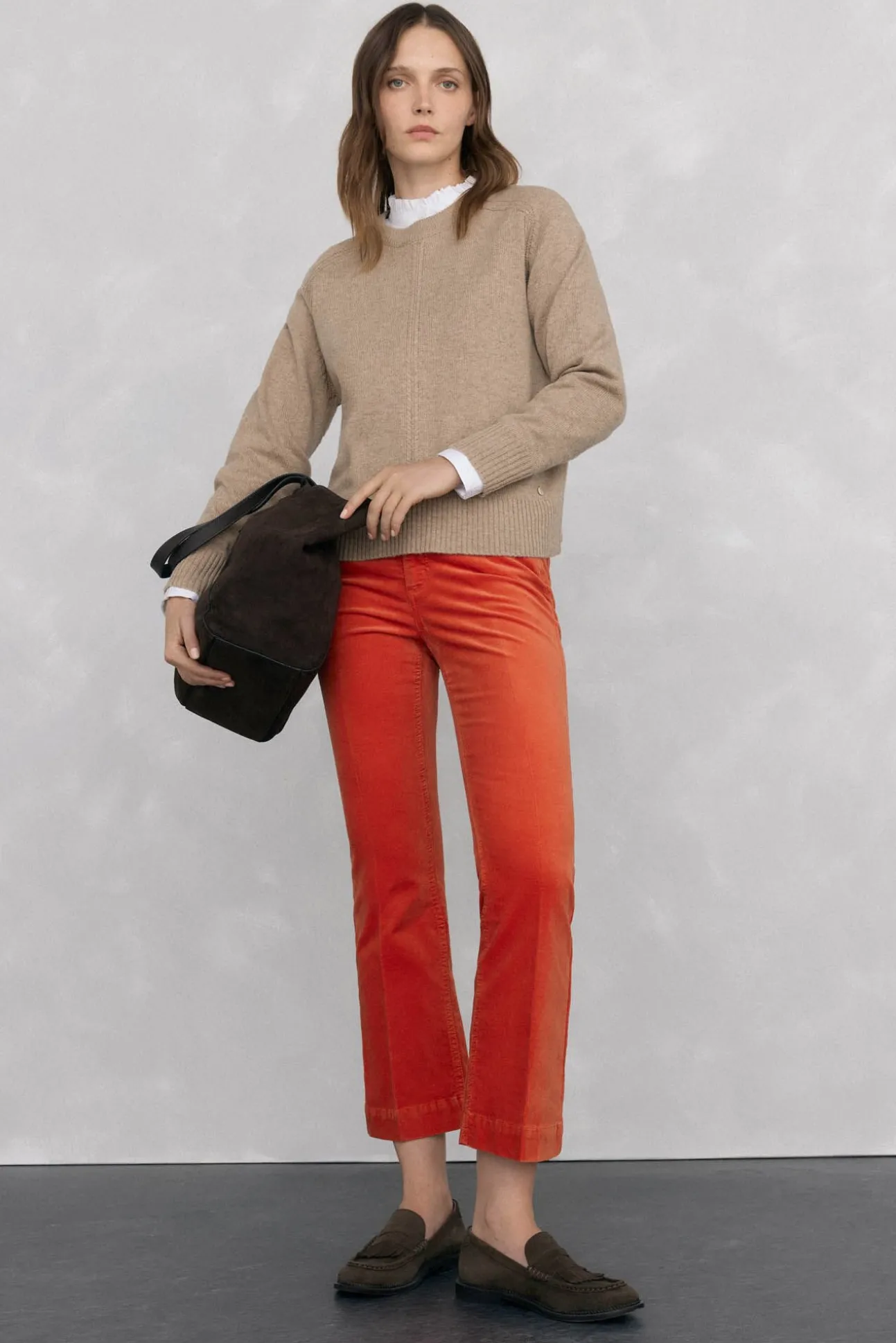 Jersey lana cuello caja costura central