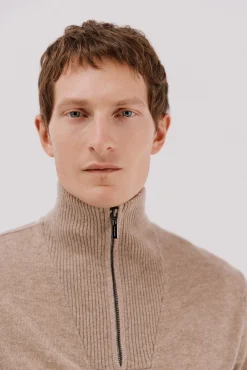 Jersey lana lambswool cuello abierto cremallera