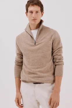 Jersey lana lambswool cuello abierto cremallera