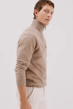 Jersey lana lambswool cuello abierto cremallera