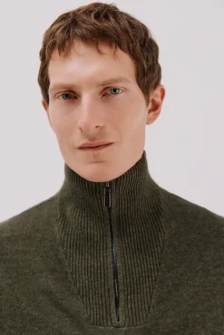 Jersey lana lambswool cuello abierto cremallera