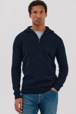 Jersey lana lambswool cuello abierto cremallera