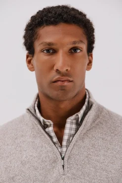 Jersey lana torzal cuello cremallera