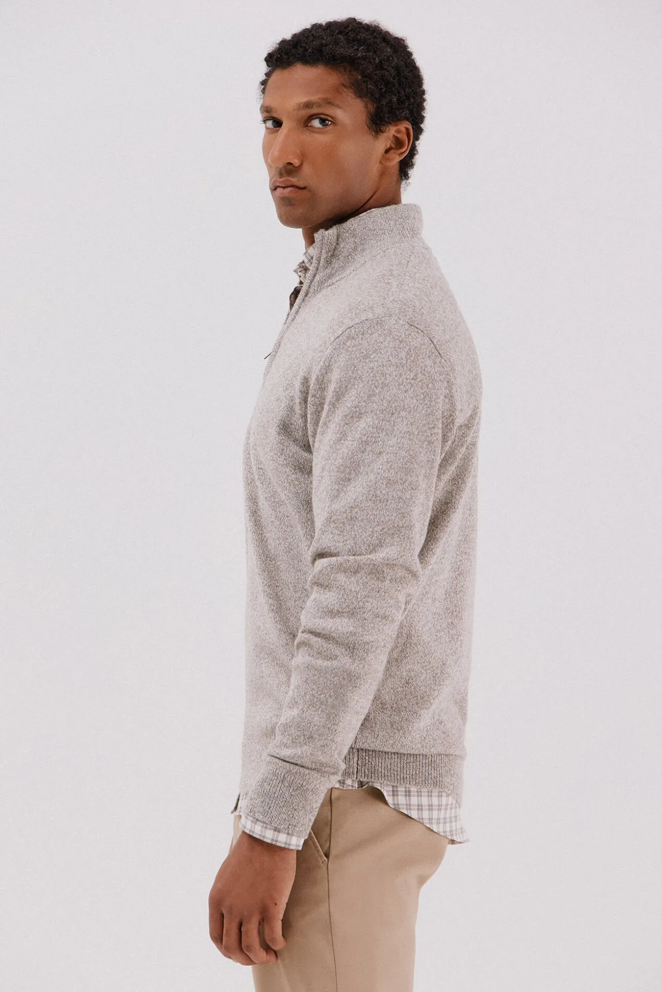 Jersey lana torzal cuello cremallera