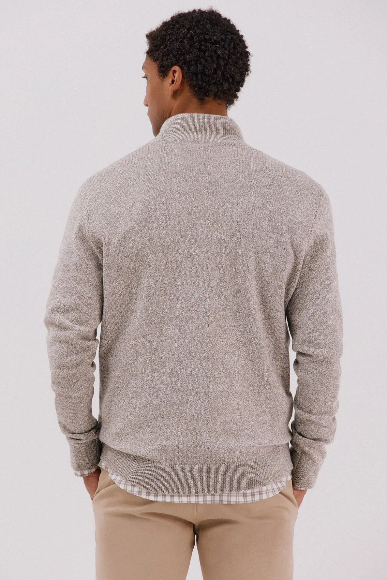 Jersey lana torzal cuello cremallera