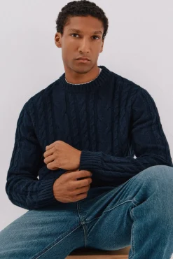 Jersey lana trenzado cuello caja