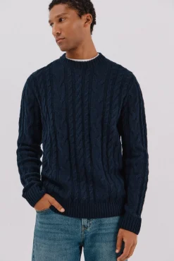 Jersey lana trenzado cuello caja