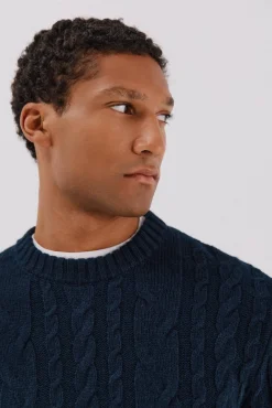 Jersey lana trenzado cuello caja