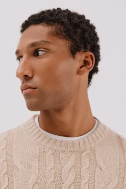 Jersey lana trenzado cuello caja