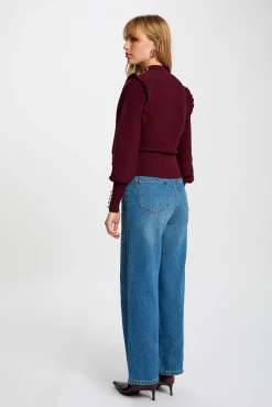 Jersey manga larga con volantes