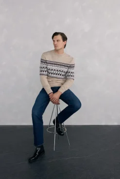 Jersey navidad con lana y alpaca cuello caja