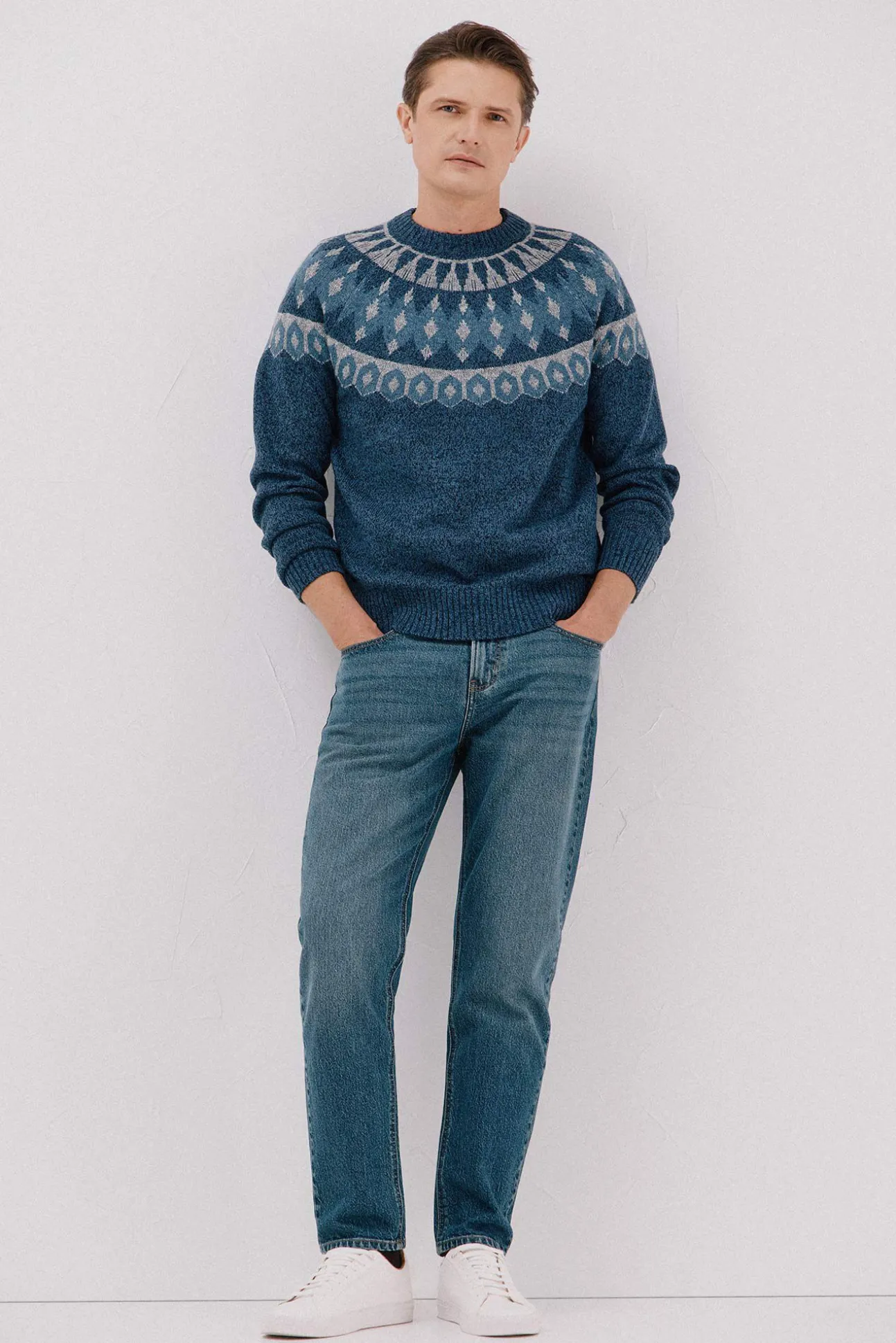 Jersey navideño fantasía lana cuello caja