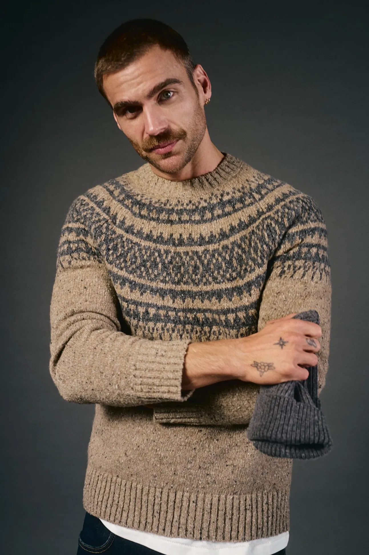 Jersey navideño jacquard cuello caja