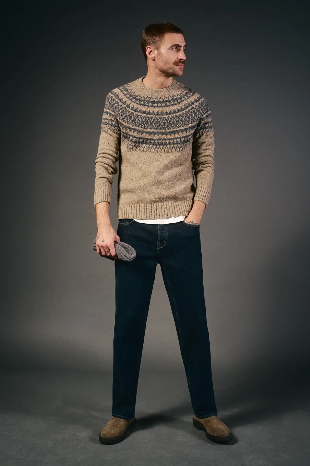 Jersey navideño jacquard cuello caja